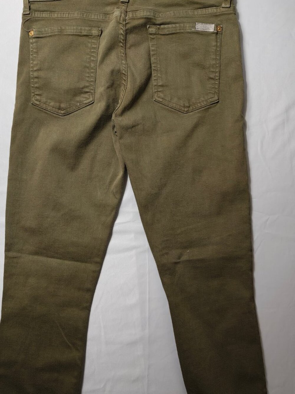 7 For All Mankind The Skinny Jeans Size 30 Olive Army Green Made in USA Stretch - Picture 4 of 6